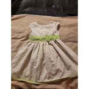 Vintage Laura Ashley Cotton Blend Floral Sleeveless Dress Girls 2T Green Bow Hem